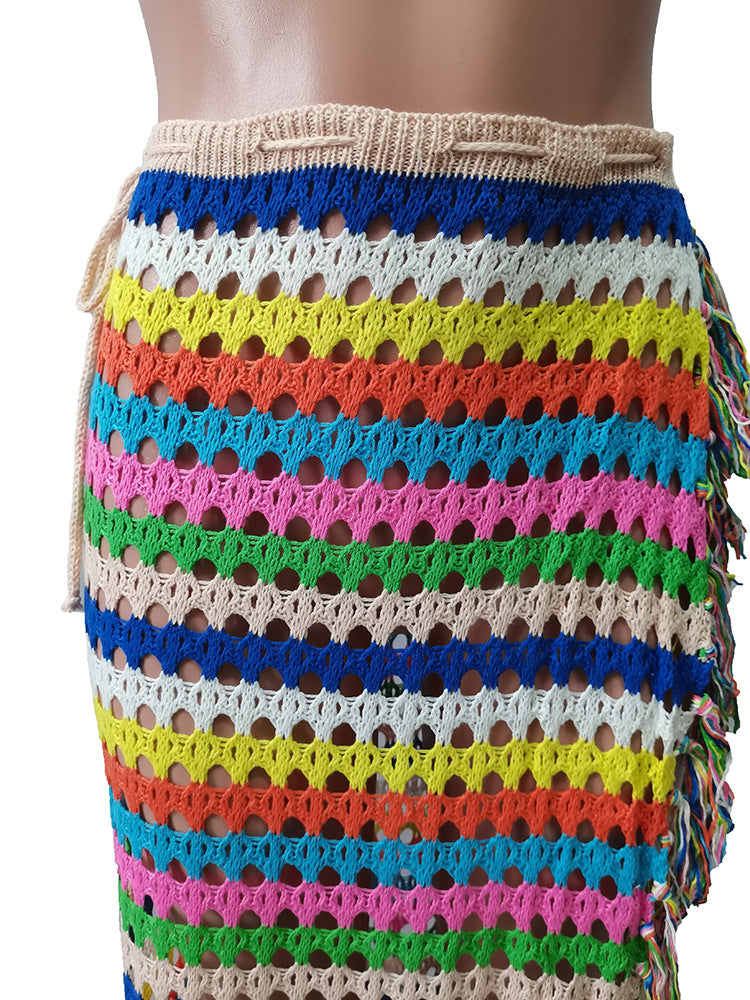 Tassel Hem Maxi Long Skirt