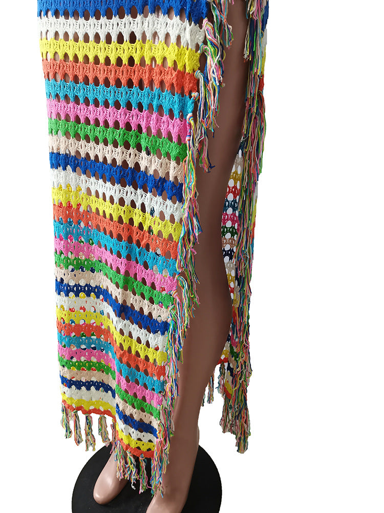 Tassel Hem Maxi Long Skirt