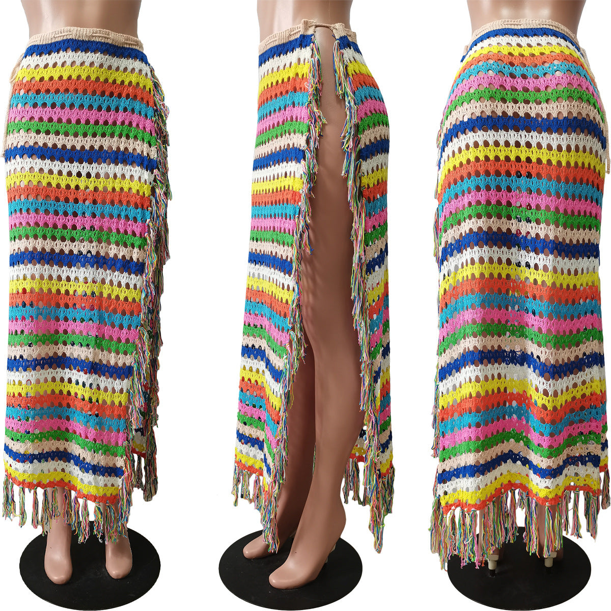 Tassel Hem Maxi Long Skirt