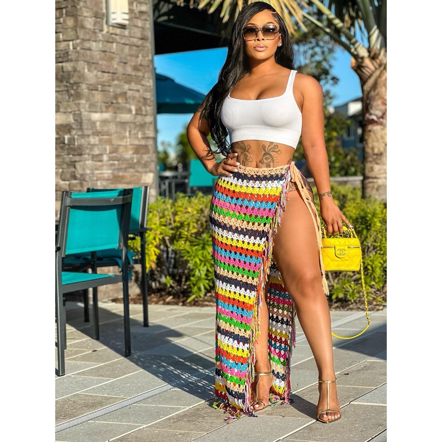 Tassel Hem Maxi Long Skirt