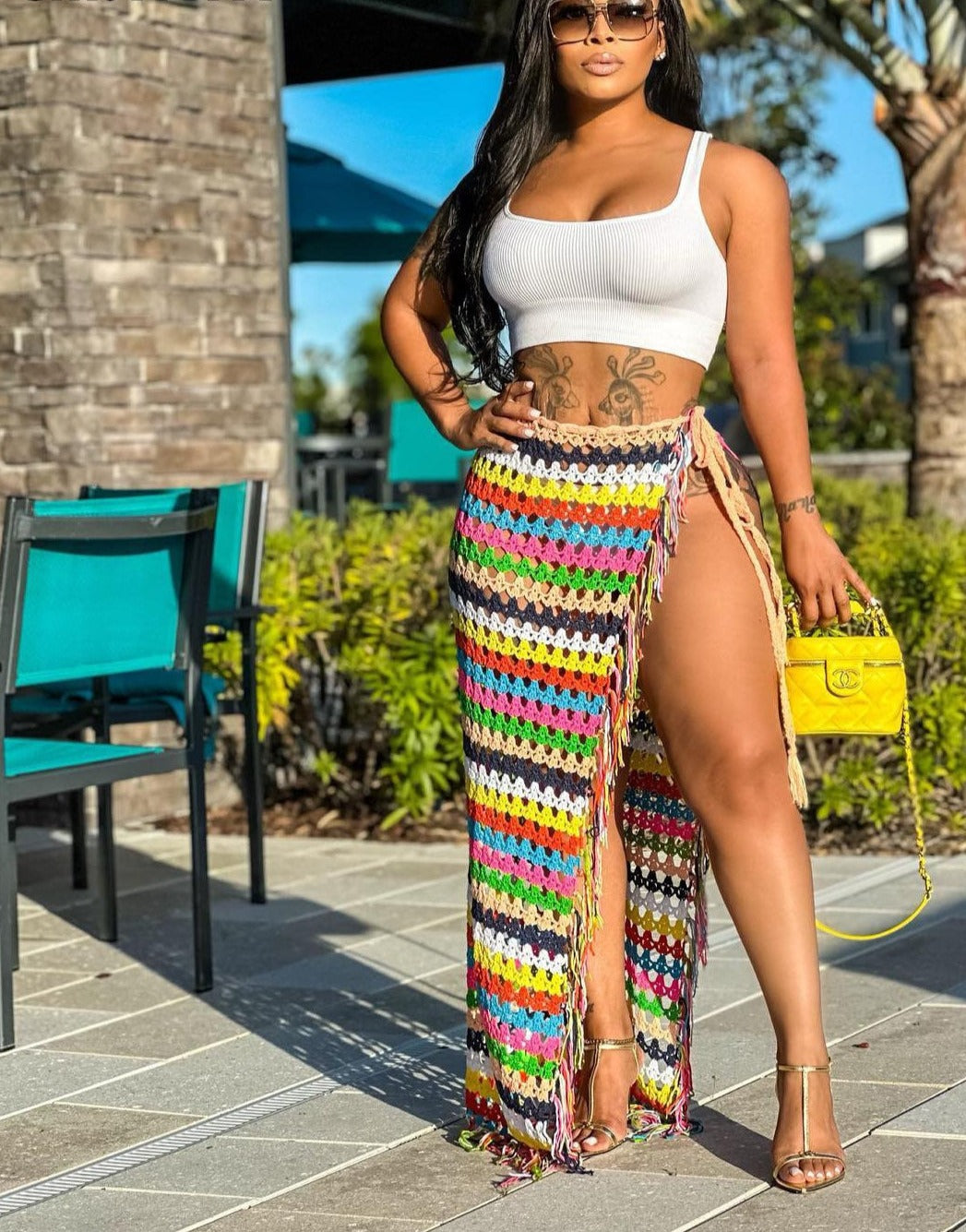 Tassel Hem Maxi Long Skirt